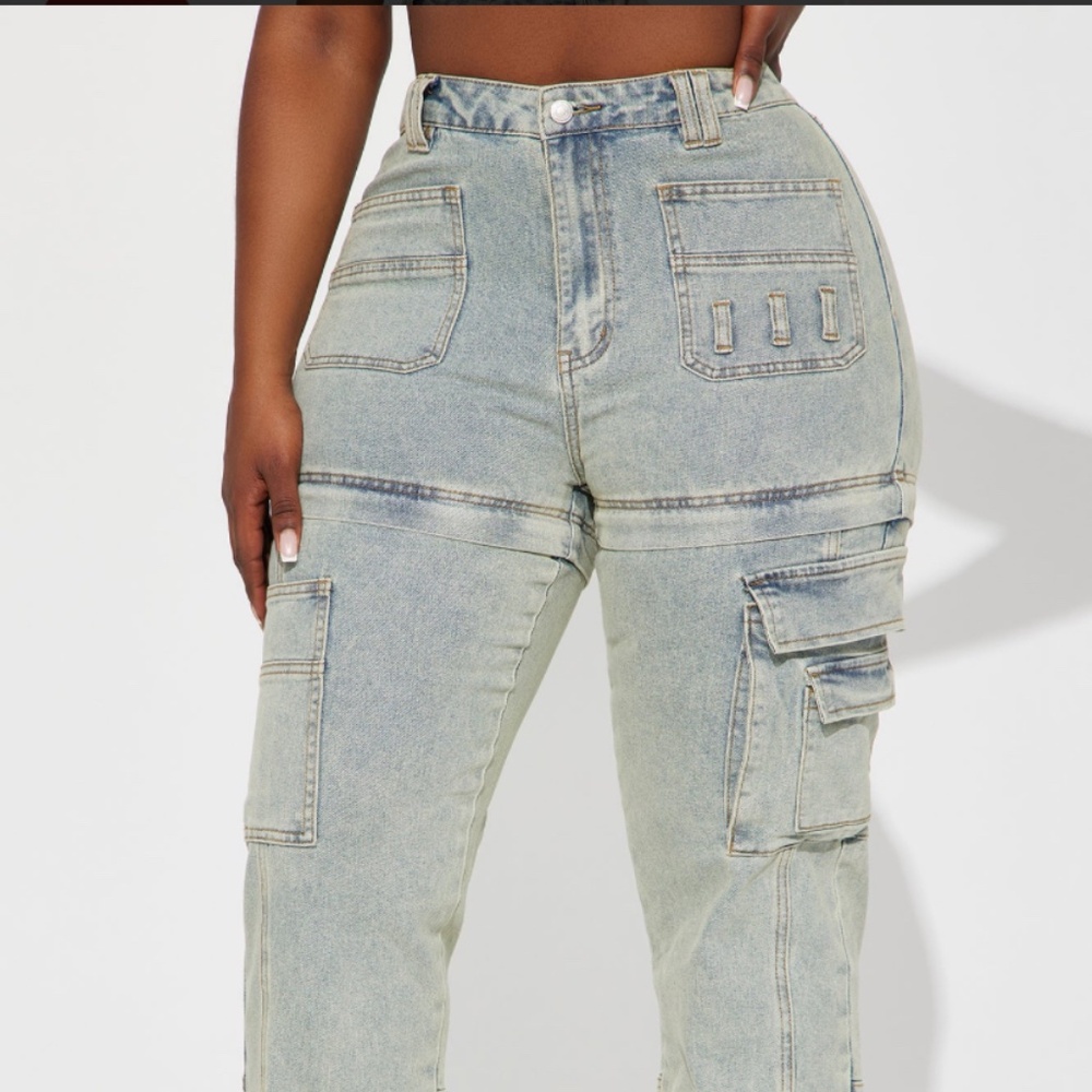 Fashion Nova cargo style jeans